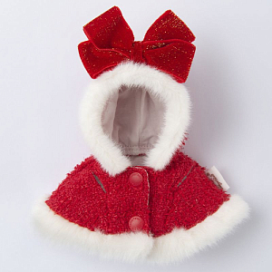 Медведь Lina TeddyTales, XS ,в плаще с бантоом, молочный, брелок, 15 см